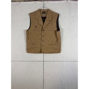 Wyoming Traders Mens Canvas Western Vest Tan Cotton Button Front Workwear Small